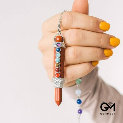 Chakra Crystal Hexagonal Column Pendulum