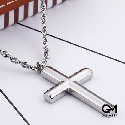 Classic Glossy Cross Titanium Steel Necklace