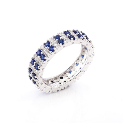 White Gold Stackable Blue Sapphire Prong Setting Eternity Ring