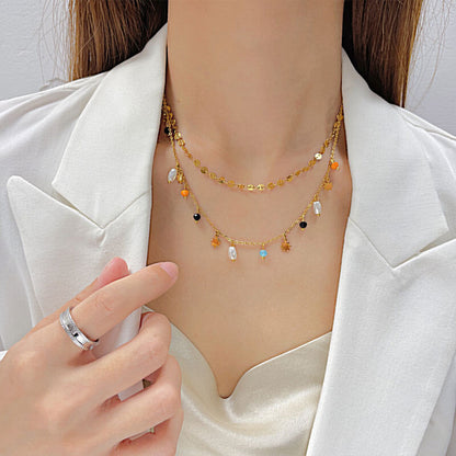 Chic Retro Boho Chic Personality Double Layered Pearl Necklace