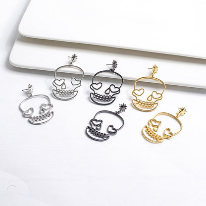 Halloween New Fashion Personality Metal Skull Earrings Cute Funny Temperament Earrings