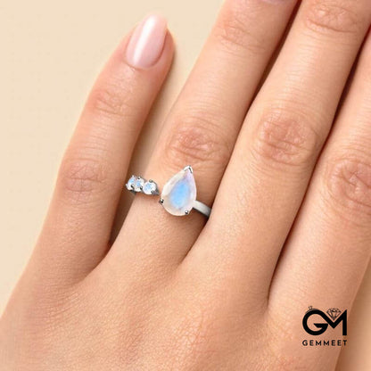 Drop Cut Moonstone Ring