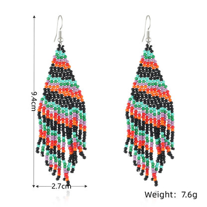 Christmas Tassel Earrings Handwoven Christmas Tree Santa Claus Bead Earrings