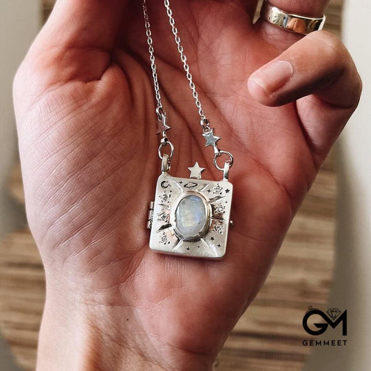 Moonstone Album Pendant Plated Necklace