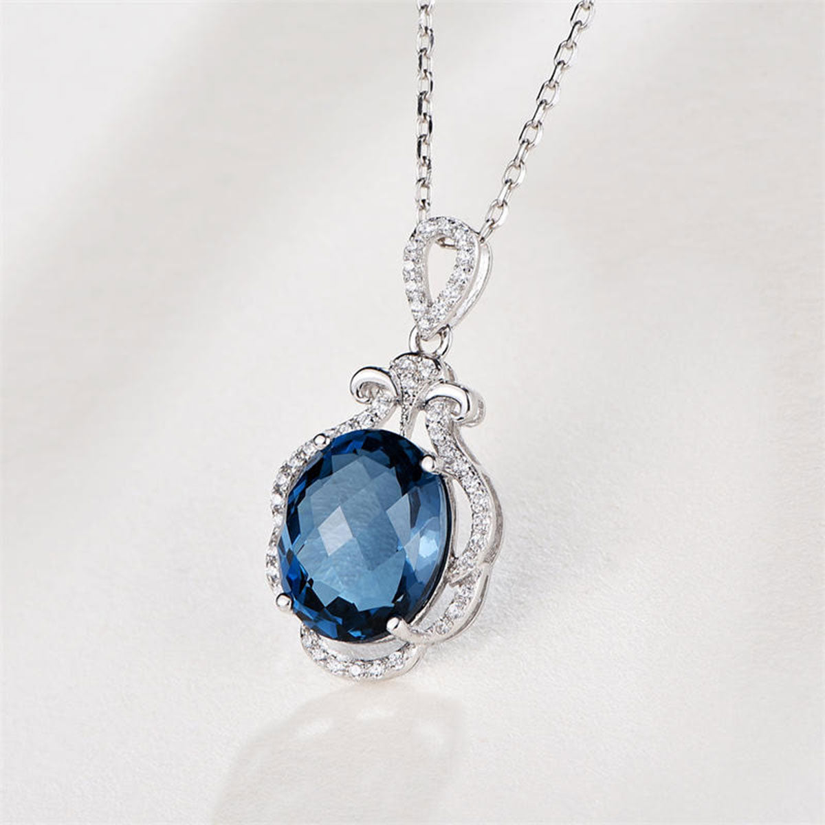 White Gold Devil Fruit Shape Topaz Pendants Chains