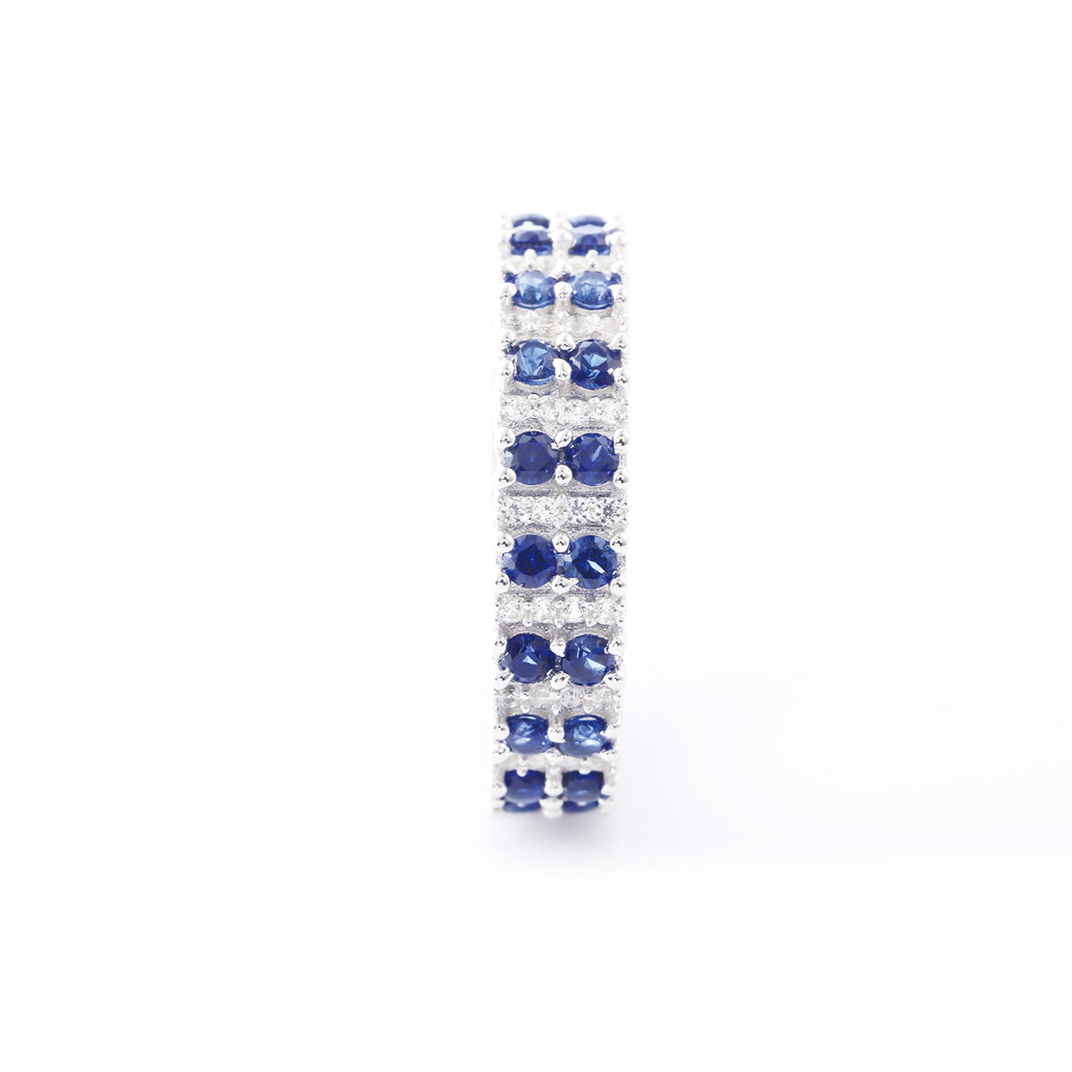 White Gold Stackable Blue Sapphire Prong Setting Eternity Ring