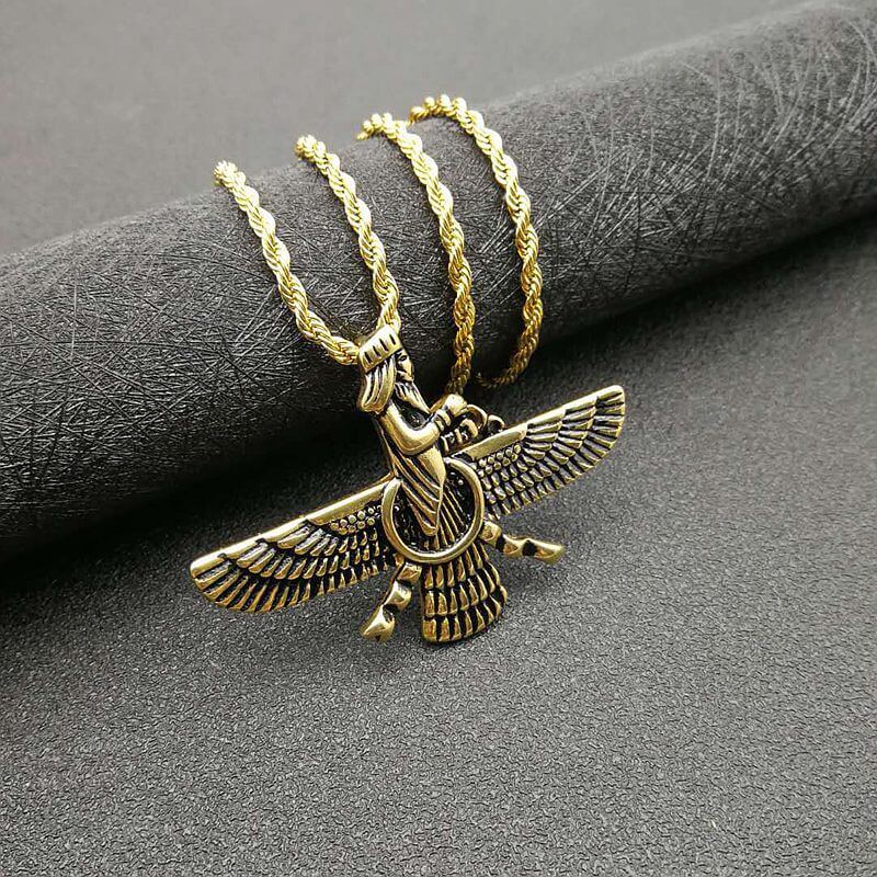 Persian Jewelry Titanium Steel Gold-plated Two-color Zoroastrian Pendant