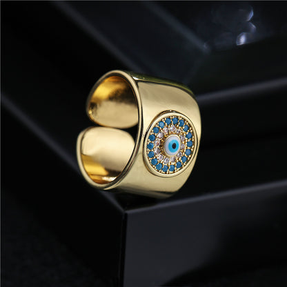 Evil Eye Totem Thick Band Ring