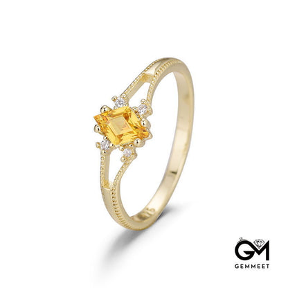 Diamond-shaped Topaz Zircon Ring