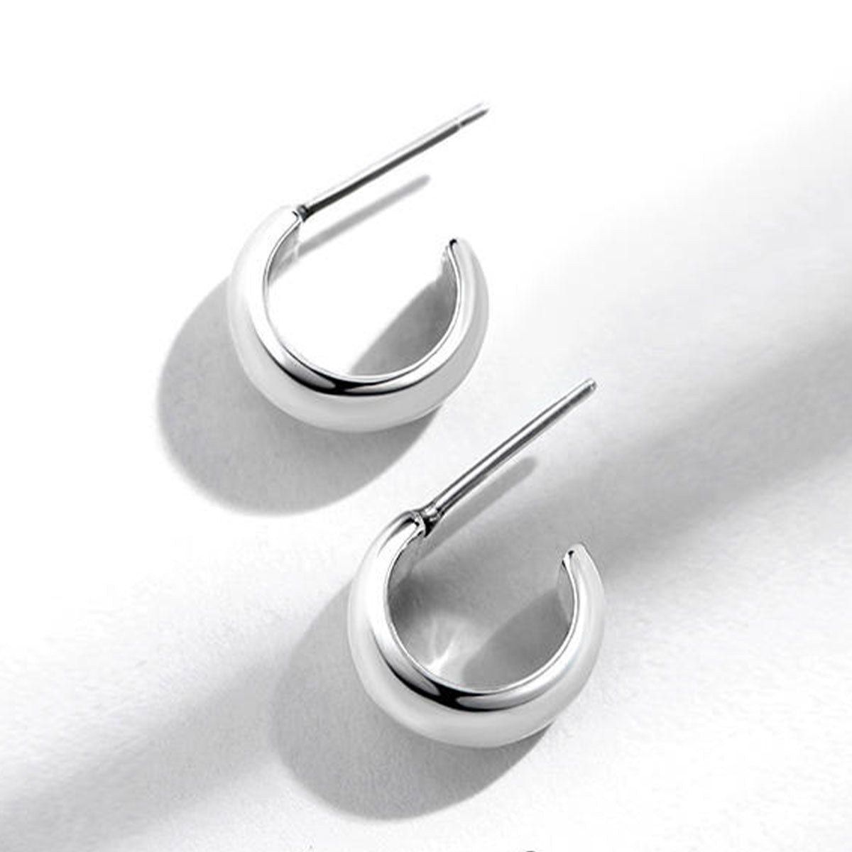 White Gold Chunky Mini Hoop Earrings