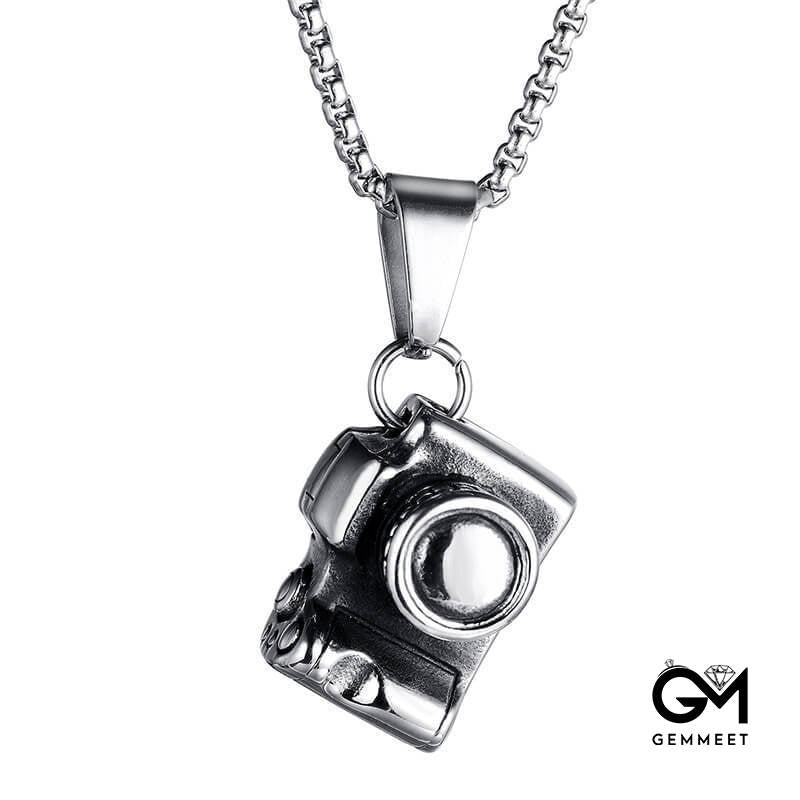 Stainless Steel Vintage Camera Pendant Necklace