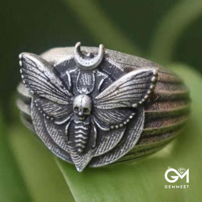 Titanium Steel Creative Skull Moth Ring