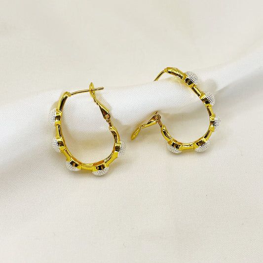 Golden Special White Particles Design Hoop Earrings
