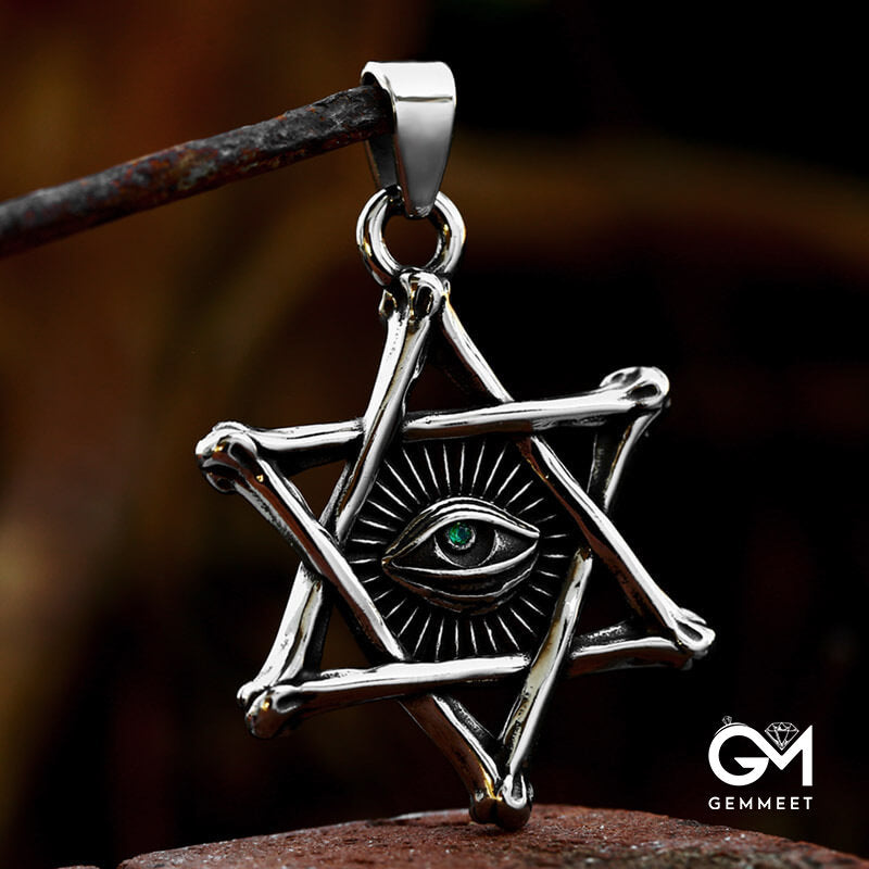 Hex Star Stainless Steel Devil's Eye Pendant