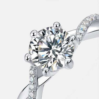 White Gold Rose Shape Moissanite Ring