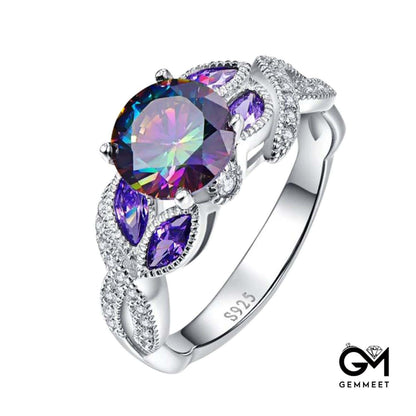 Colorful Oval Zircon Ring