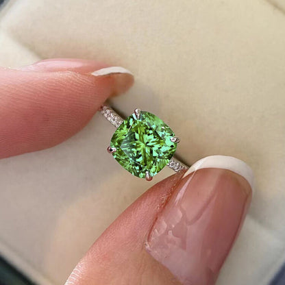 Green Zircon Square Ring