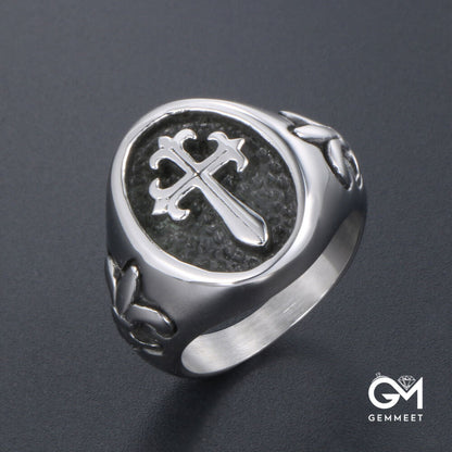 Titanium Steel Retro Cross Gothic Ring