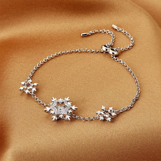 White Gold Snowflake Shape Adjustable Beating Charm Bracelet
