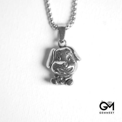 Cute Want Want Dog Titanium Steel Necklace