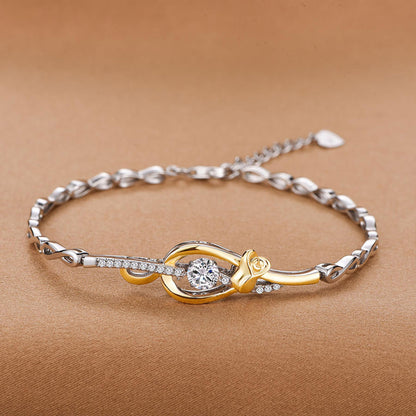 White & Gold Hollow Rose Shape Beating Shinny Bracelet