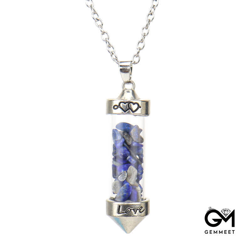 Crystal Wishing Bottle Conical Love Bottle Pendant Necklace