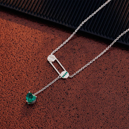 Slip Heart Emerald Pendant Chain