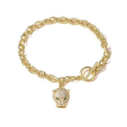 Golden Full Stones Leopard Head Bracelet