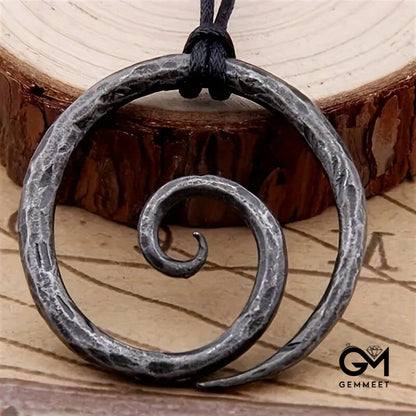 Vintage Viking Spiral Symbol Pendant Necklace