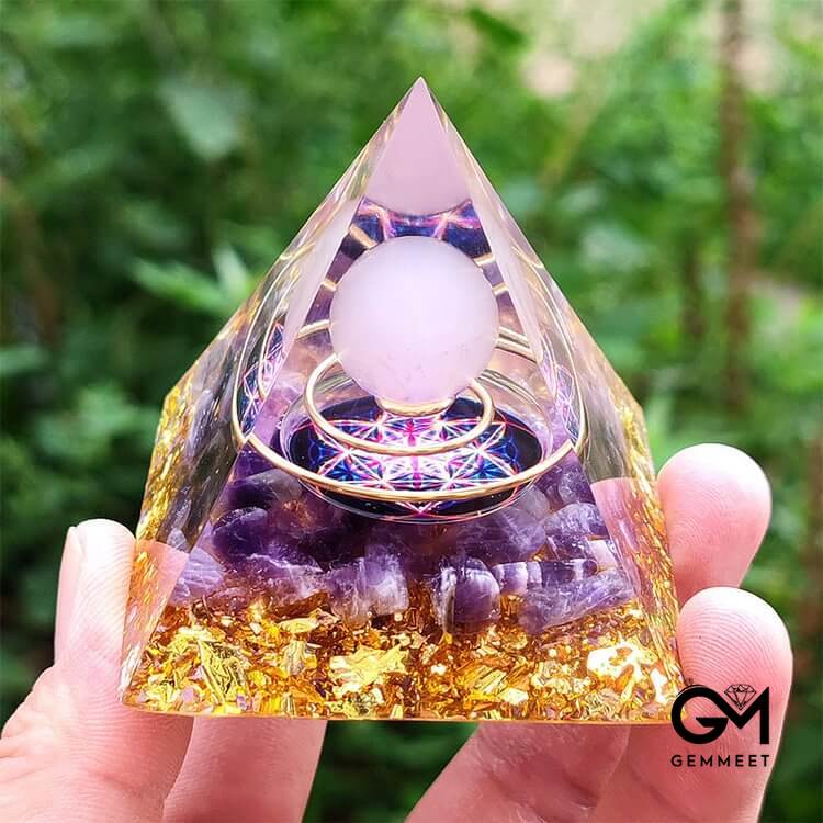 Amethyst with Rose Quartz Orgone Pyramid