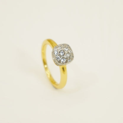 White & Gold Cluster Stones Ring