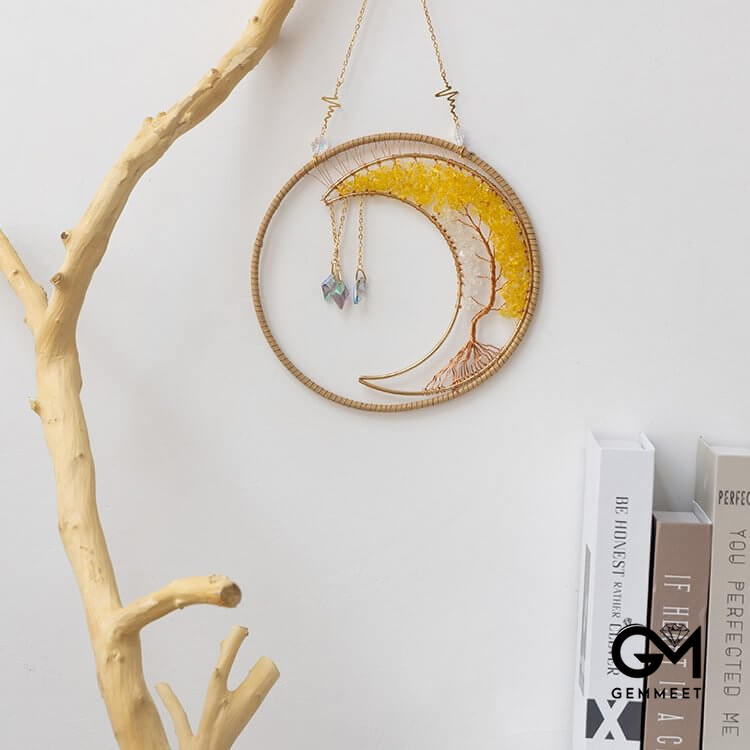 Tree Of Life Citrine Clear Crystal Wind Chime