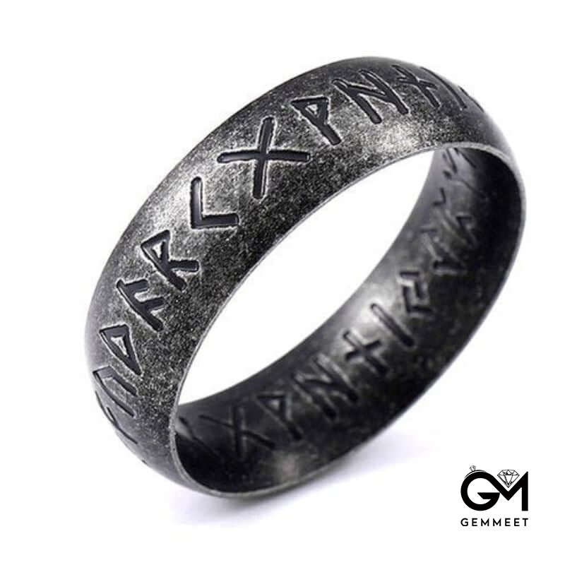 Vintage Oracle Bone Sanding Etching Engraved Ring