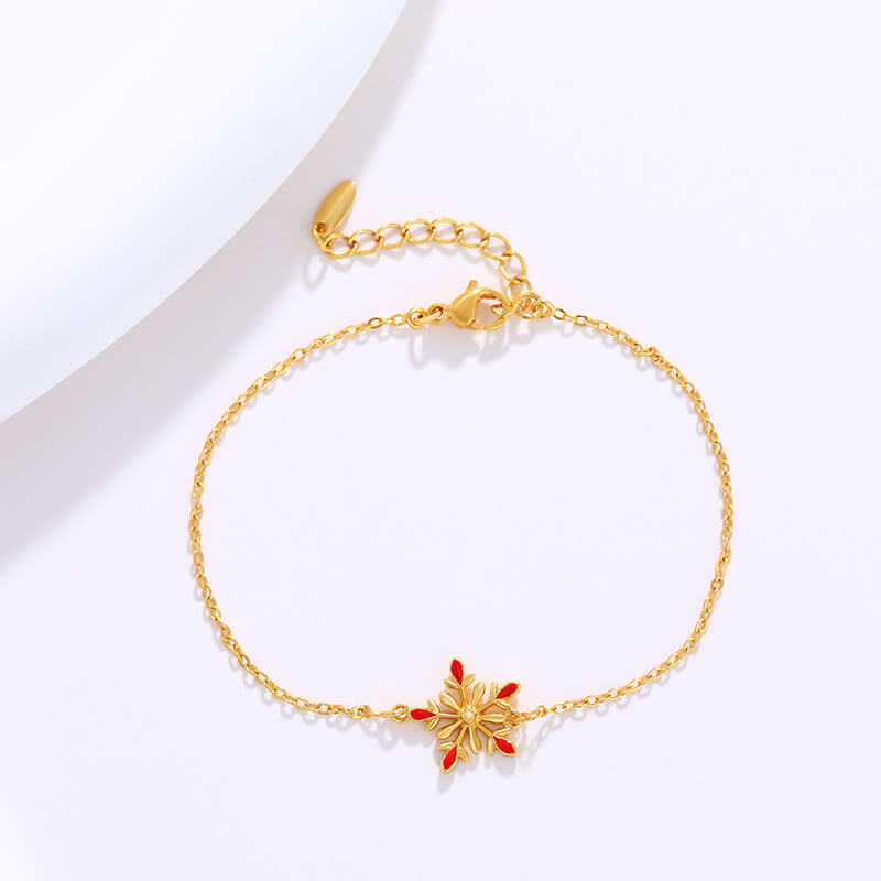 Christmas Niche Design Sense Adjustable Bracelet Colorful Enamel Snowflake Temperament Bracelet