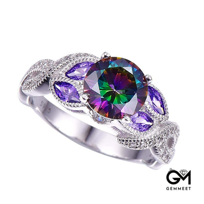 Colorful Oval Zircon Ring