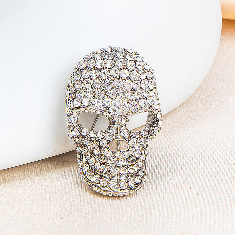 Halloween Diamond Skull Brooch Retro Personality Metal Brooch Jacket Suit Corsage Accessories