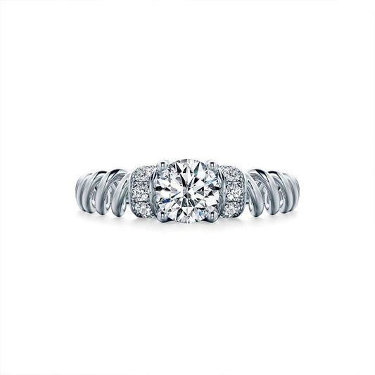 White Gold Spiral Design Moissanite Ring