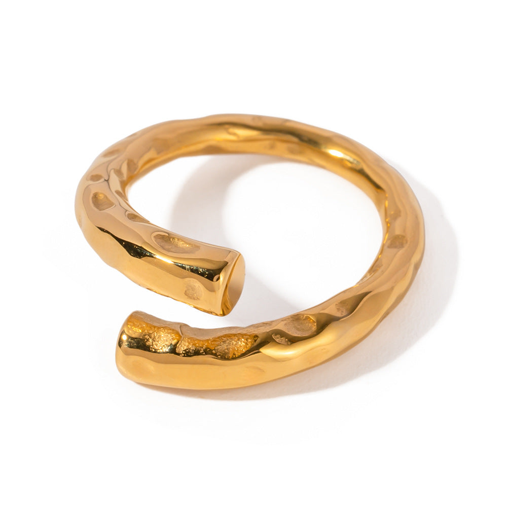 Gold Plated Hammer Zircon Open Ring