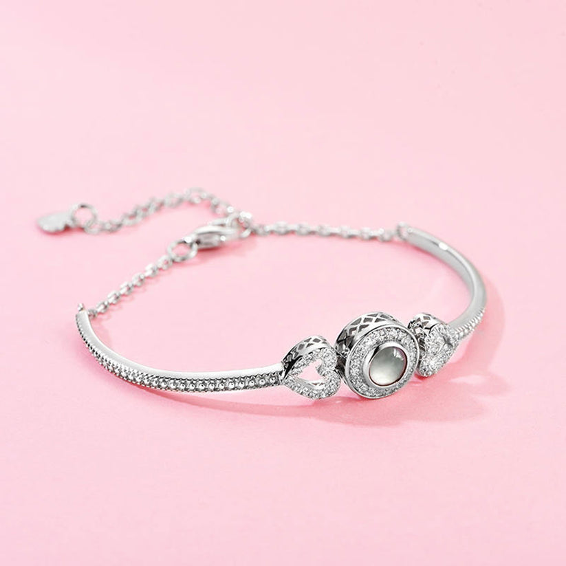 White Gold Hollow Heart Shape Charm Bracelet