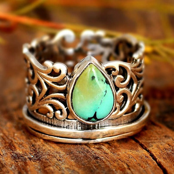 Preorder: Retro Boho Teardrop Turquoise Ring