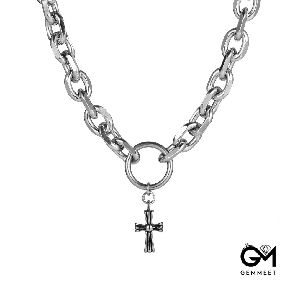 Stainless Steel Cross Bracelet Motorcycle Necklace