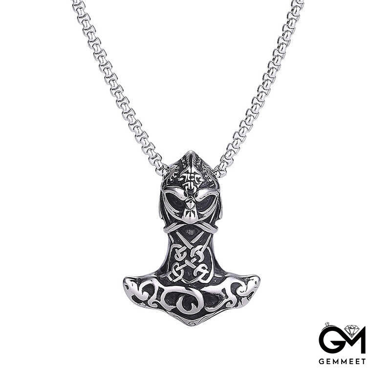 Thor Hammer Goat Amulet Necklace