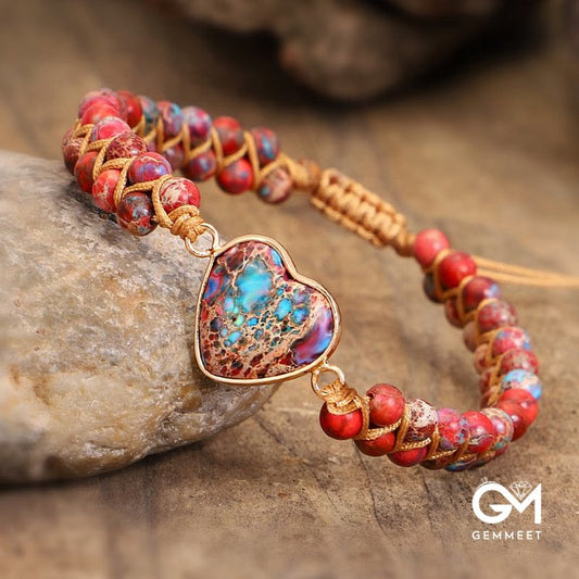 Turquoise Red Quartz Heart Bracelet