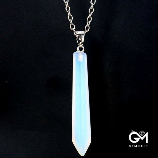 Opal Hexagon Pointy Cone Pendant Necklace