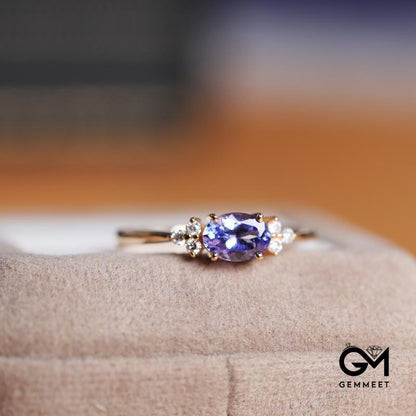 Oval Tanzanite Adjustable Ring