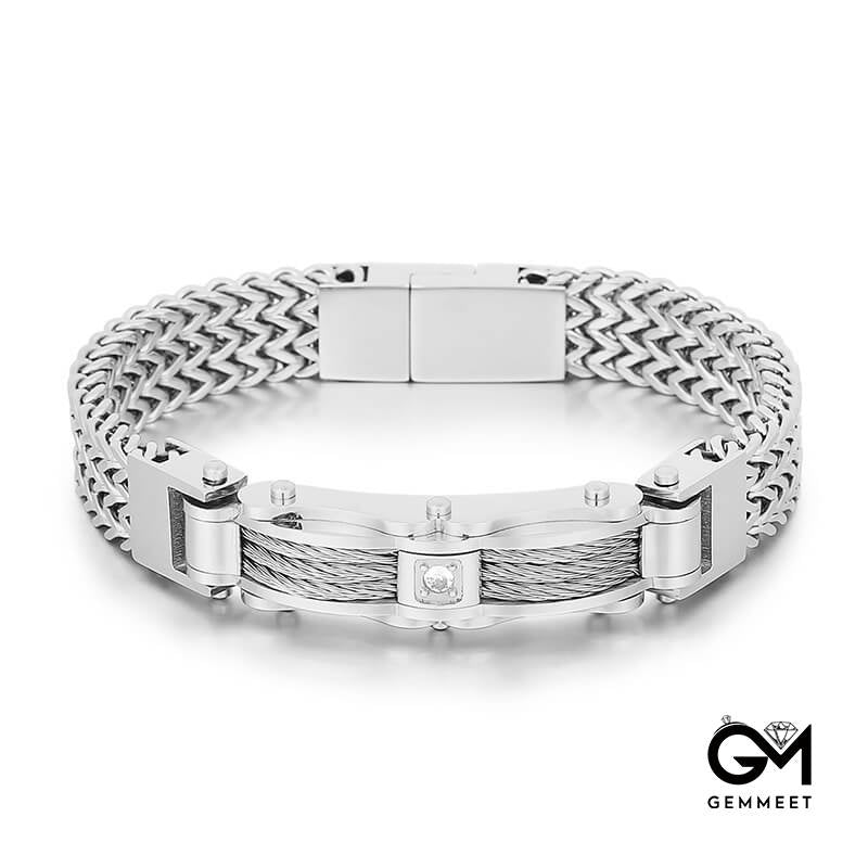 Stainless Steel Zircon Bracelet for Men