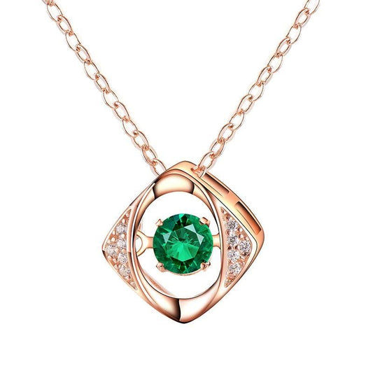 Rose Gold Hollow Devil Eye Emerald Beating Pendant Chain