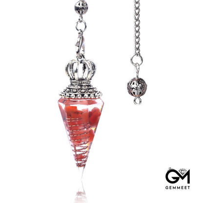 Colored Stone Crystal Hexagon Chaklaline Pendulum