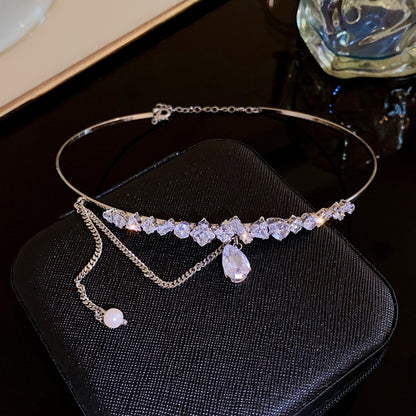 Colored Zircon Pearl Fringe Necklace