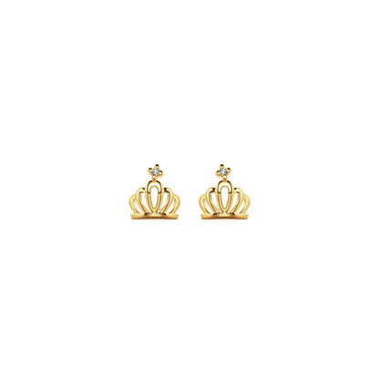 Gold Crown Shape Moissanite Nap Stud Earrings